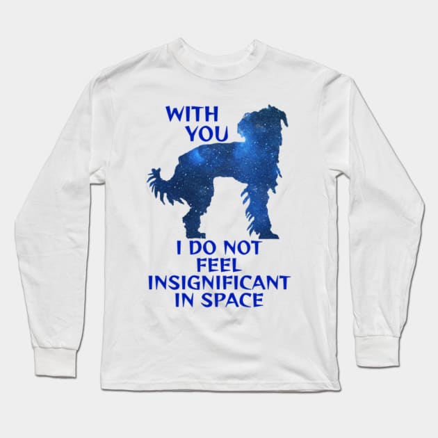 Midnight Blue Sapphire Milky Way Galaxy Chinse Crested Dog - With You I Do Not Feel Insignificant In Space Long Sleeve T-Shirt by Courage Today Designs